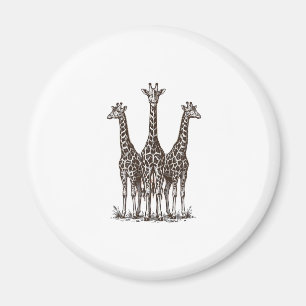Aimant Chemise de safari avec gravure de girafe vintage a