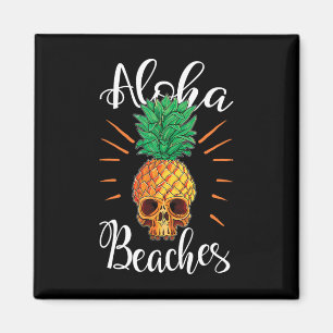 Aimant Chemise de vacances crâne de pineapple plages Aloh
