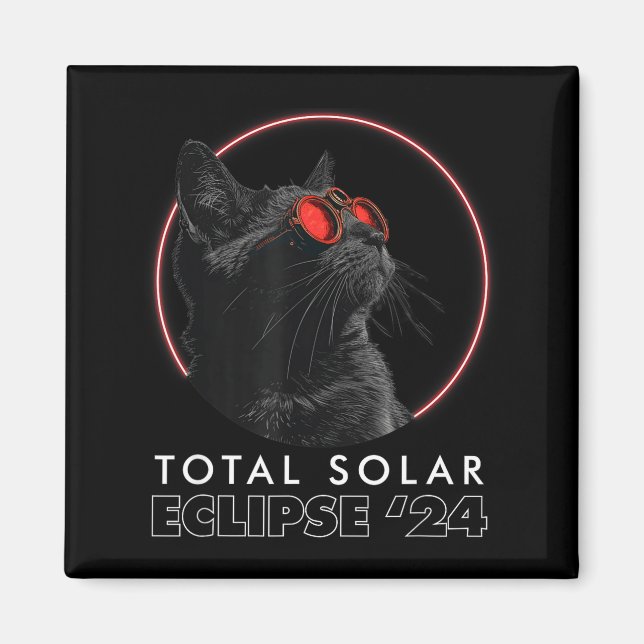Aimant Chemise Drôle Chat Éclipse Lunettes Totalité Solai (Devant)