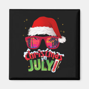 Aimant Chemise drôle de Noël en juillet T-shirt d'été San