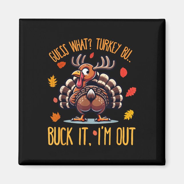 Aimant Chemise drôle de Thanksgiving Devinez quel derrièr (Devant)