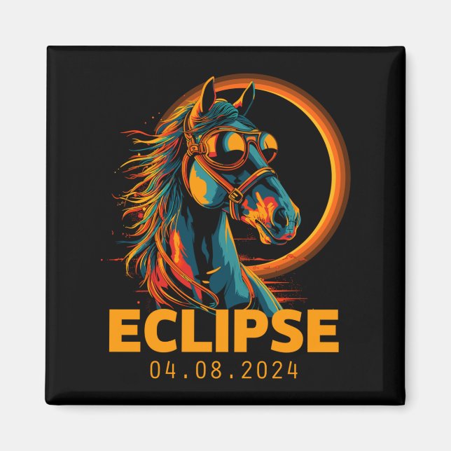 Aimant Chemise drôle Éclipse solaire Cheval Lunettes decl (Devant)