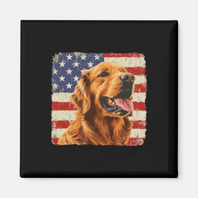Aimant Chemise du drapeau américain du chien Retriever do (Devant)