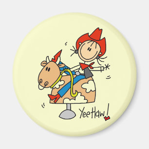 Aimant Chemise et Cadeaux Cowgirl Stick Figure Yee Haw