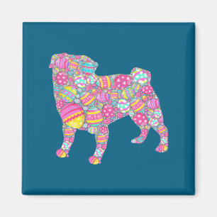 Aimant Chemise Mignonne Oeufs Colorés Chien Pug Chiot