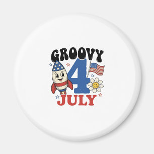 Aimant Chemise patriotique de fusée Groovy 4 juillet Desi