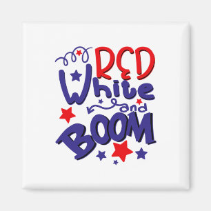 Aimant Chemise Rouge Blanc Et Boom 4 juillet Pour Les Gar