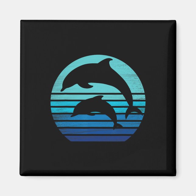 Aimant Chemise Silhouette Dauphins Rétro Vintage  (Devant)