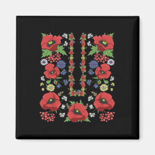 Aimant Chemise Ukraine Coquelicots Floral Ukrainienne Vys