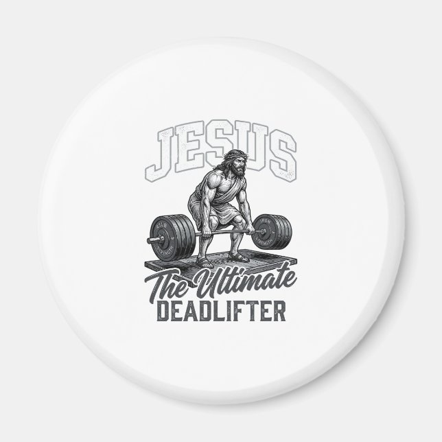 Aimant Chemise Vectorielle Vintage Jésus Ultimate Deadlif (Devant)