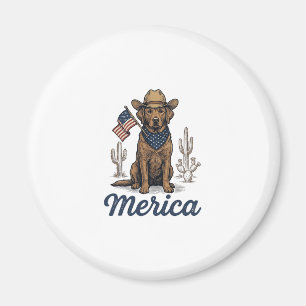 Aimant Chemise Vintage Merica Cowboy Chien Drapeau Améric