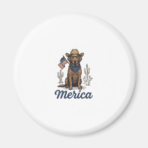 Aimant Chemise Vintage Merica Cowboy Chien Drapeau Améric