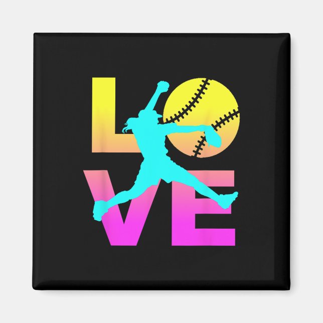 Aimant Chemises de softball pour filles amour  (Devant)