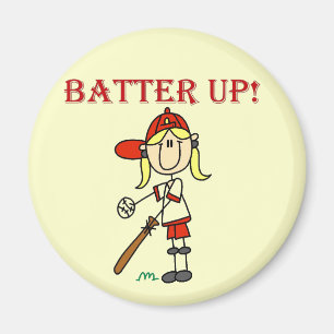 Aimant Chemises de softball pour filles Batter Up avec te