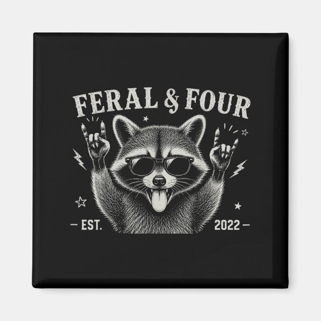 Aimant Chemises drôles de 4e anniversaire de Feral et qua (Devant)