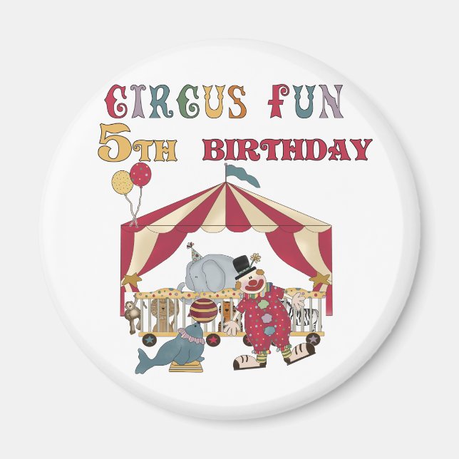 Aimant Chemises et cadeaux Circus 5th Birthday (Devant)