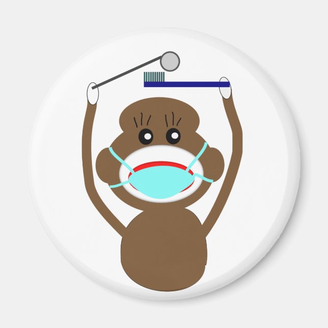 Aimant Chemises et cadeaux pour singe-chien Dentiste—Ador (Devant)