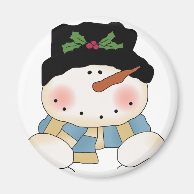 Aimant Chemises et cadeaux Snowman souriants (Devant)