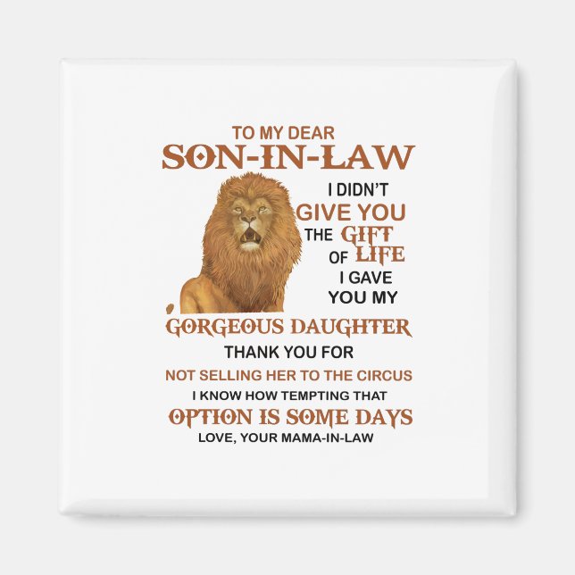 Aimant Cher Belle-Fils, Je T'Ai Donné Ma Fille Magnifique (Devant)