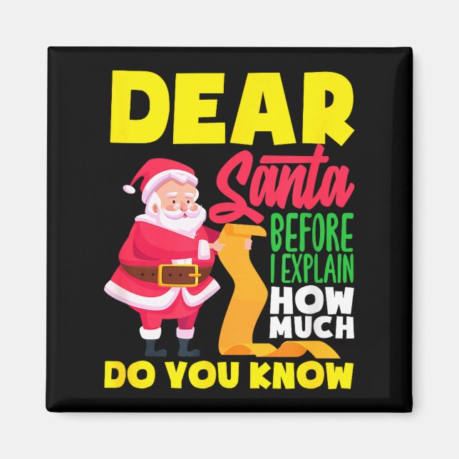 Aimant Cher Père Noël avant d'expliquer combien vous save (Devant)
