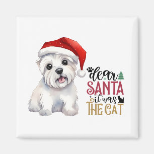 Aimant Cher Père Noël c'était le chat - Westie design