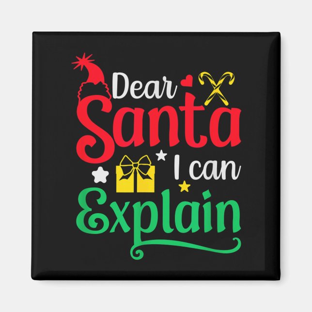 Aimant Cher Père Noël, je peux expliquer Funny Christmas  (Devant)