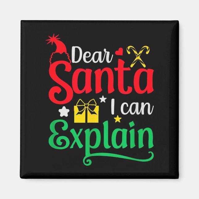 Aimant Cher Père Noël je peux expliquer Funny Noël  (Devant)