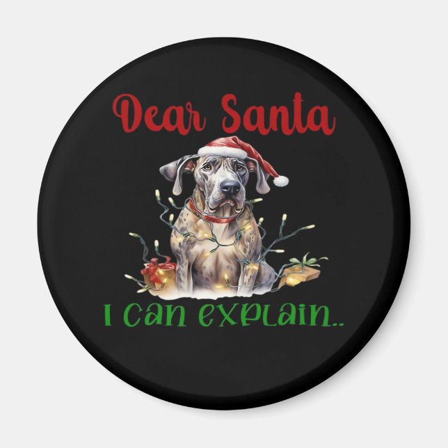 Aimant Cher Père Noël, Je Peux Expliquer La Grande Dane E (Devant)
