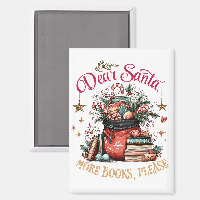 Aimant Cher Père Noël, Plus de Livres S'il Vous Plaît  (Recto/Verso)