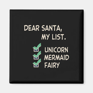 Aimant Cher Père Noël Unicorn Sirène Fairy Funny Noël
