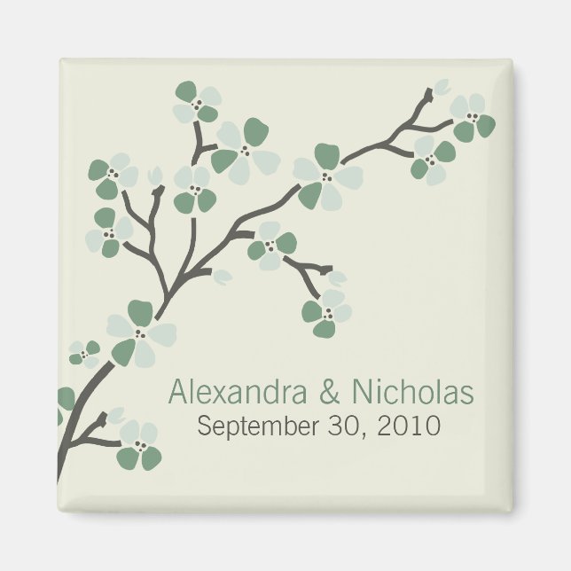 Aimant Cherry Blossom Designer Wedding Favor 2 (sauge) (Devant)