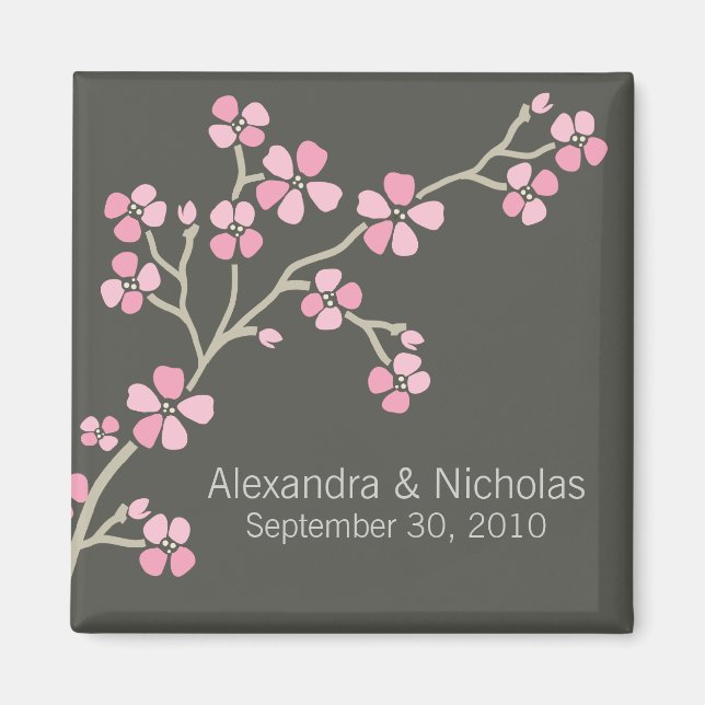 Aimant Cherry Blossom Designer Wedding Favor (rose) (Devant)