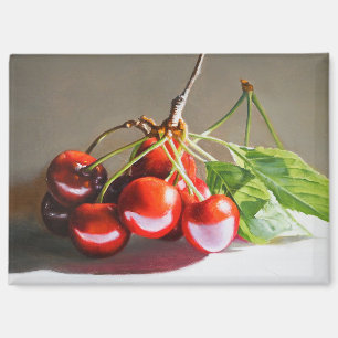 Aimant Cherry réaliste vie morte avec art Feuille