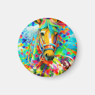 Aimant Cheval Adorne aux fleurs