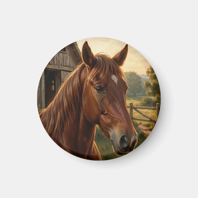Aimant Cheval Alezan Heure Dorée Grange (Devant)