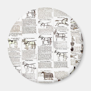 Aimant Cheval Antique Publicité Journal Art