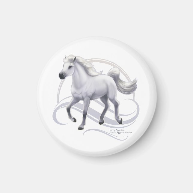 Aimant Cheval arabe gris (Devant)