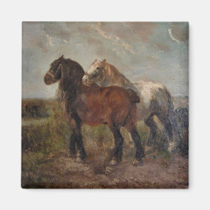 Aimant Cheval Belge Brown Peinture fine d'art :