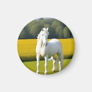 Aimant Cheval blanc avec guirlande florale