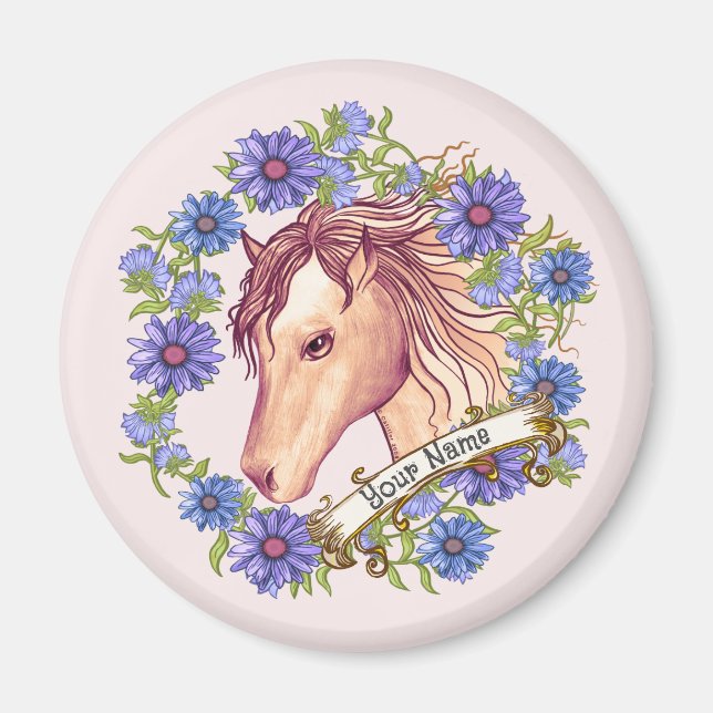 Aimant Cheval Blue Daisy  (Devant)