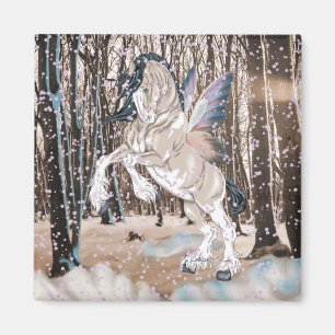 Aimant Cheval Clydesdale Fée Magique Fantastique Art