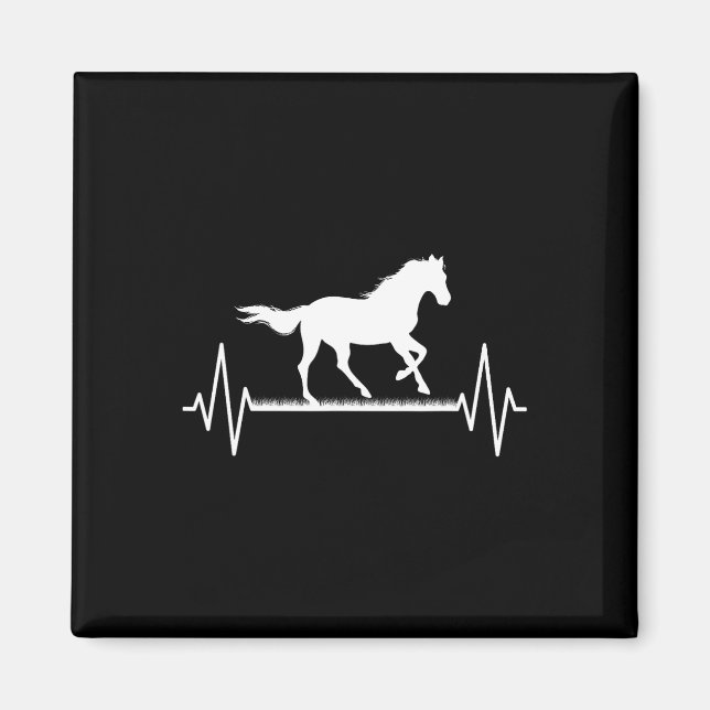 Aimant Cheval Cute Lover Horseback équitation Hearbeat Ho (Devant)