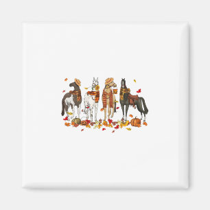 Aimant Cheval d'automne de Thanksgiving Cheval Feuilles d