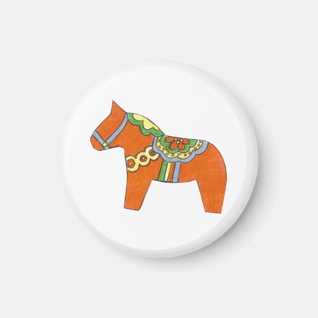 Aimant Cheval de Dala Rouge (Devant)