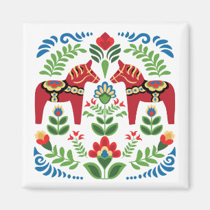 Aimant Cheval de Dala suédois Rouge