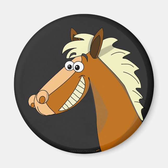 Aimant Cheval de dessin souriant (Devant)