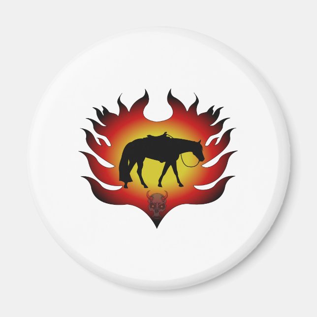 Aimant Cheval de plaisance en Flames (Devant)