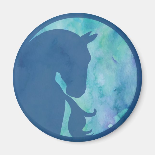 Aimant Cheval en Cercle - Bleu (Devant)