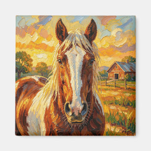 Aimant Cheval en impasto dans une ferme  