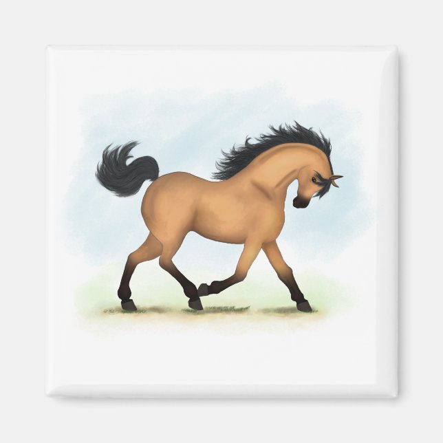 Aimant Cheval équestre en peau de boule (Devant)